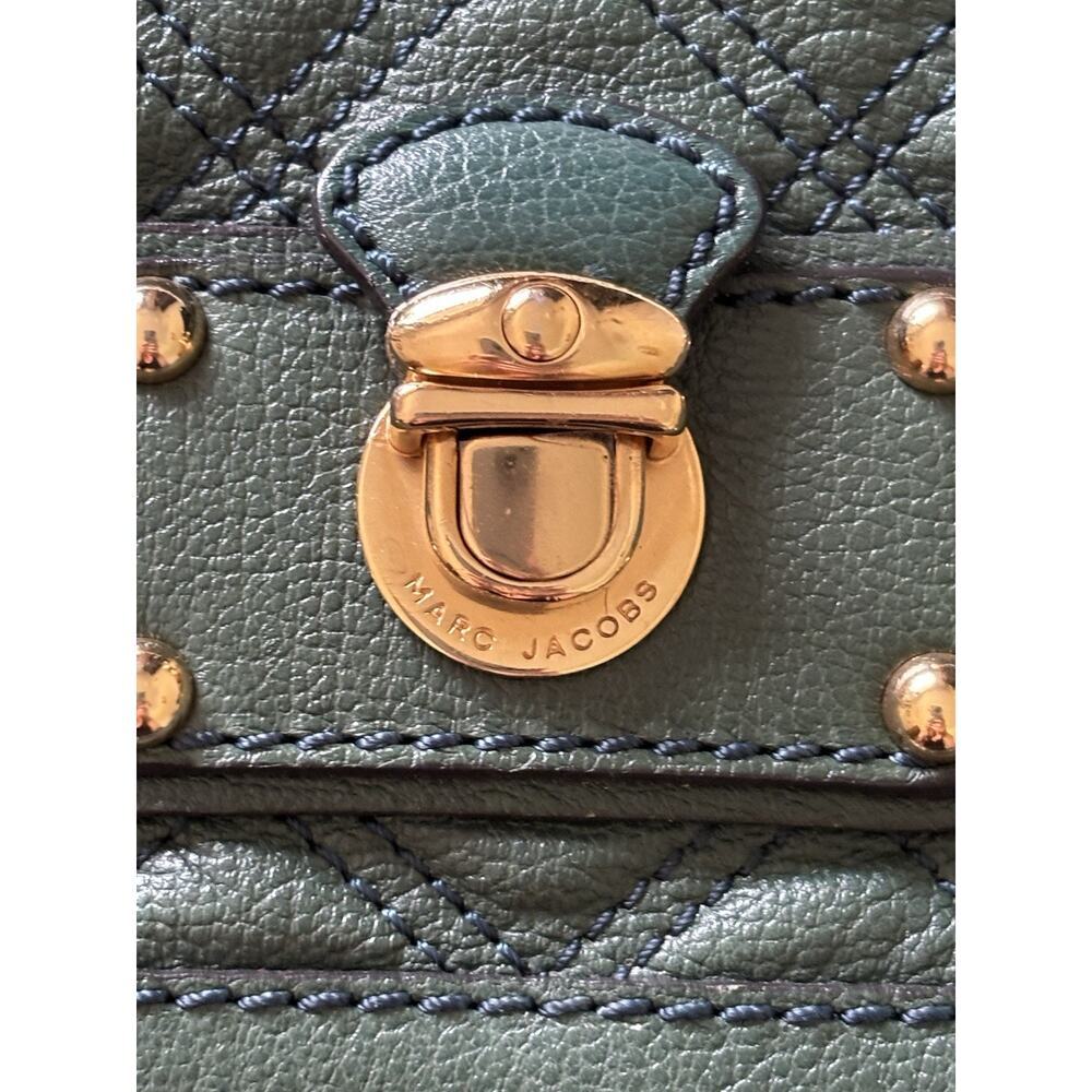 Marc Jacobs Mayfair Green Quilted Leather Heavy Gold Chain Shoulder Bag Preowned - Picture 10 of 11